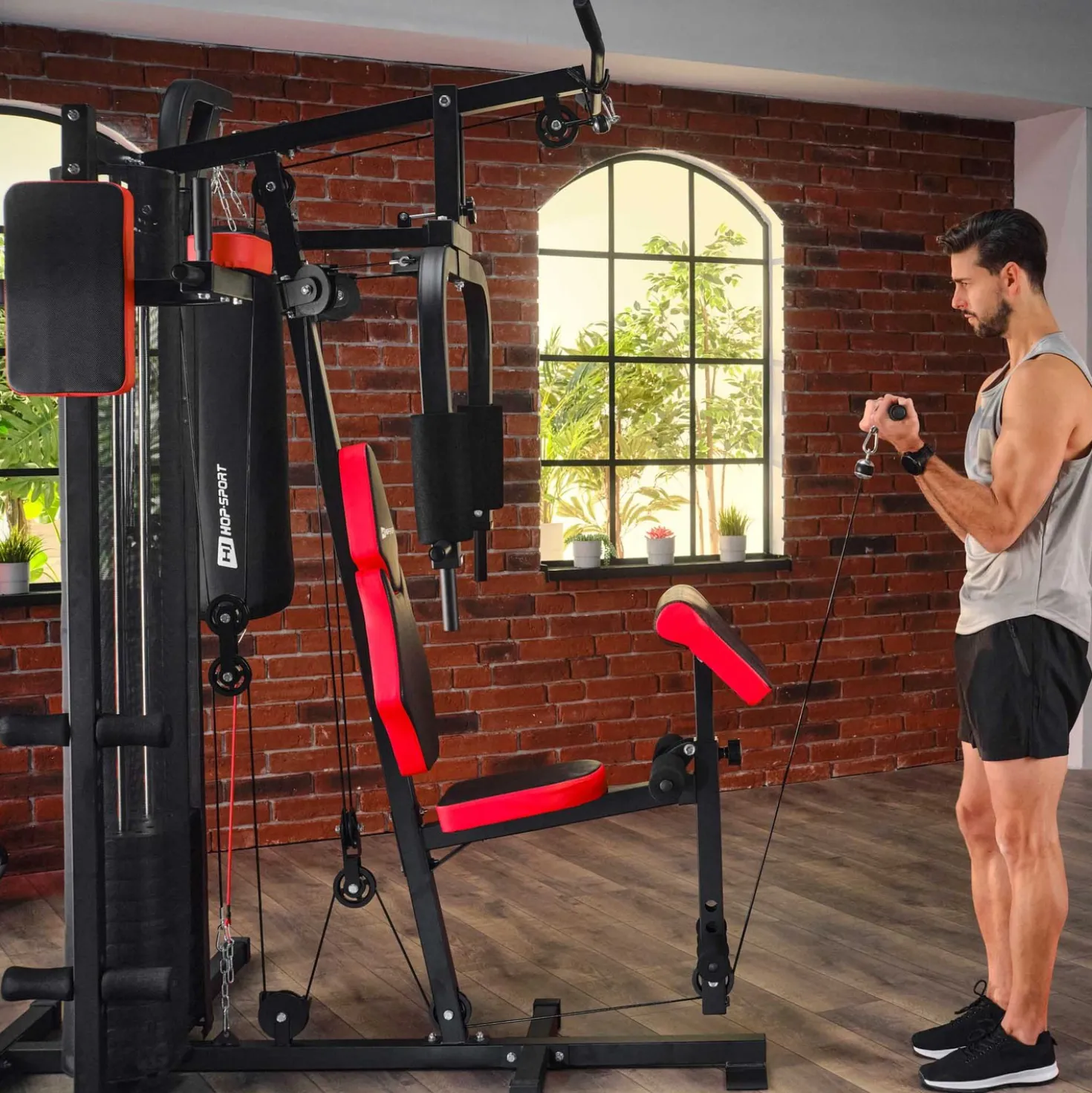 Atlas treningowy z workiem 3-stanowiskowy HS-1054K