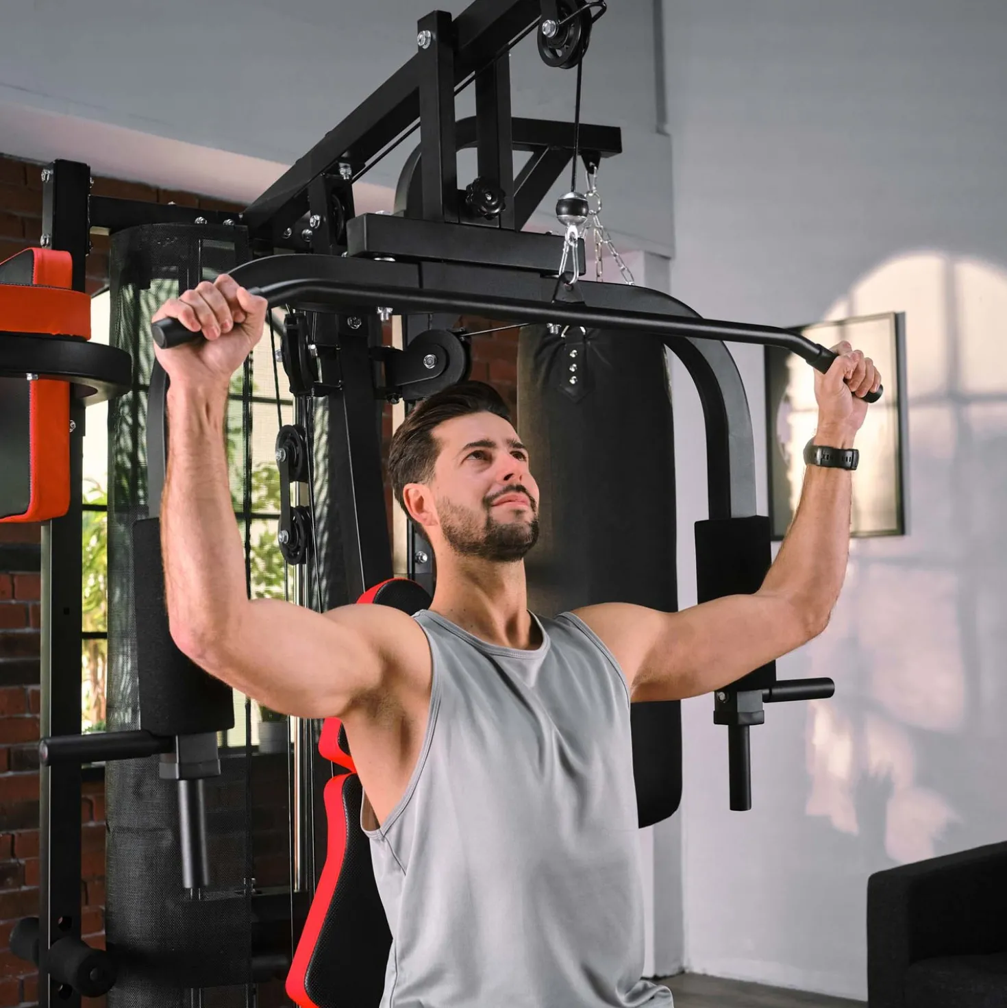Atlas treningowy z workiem 3-stanowiskowy HS-1054K