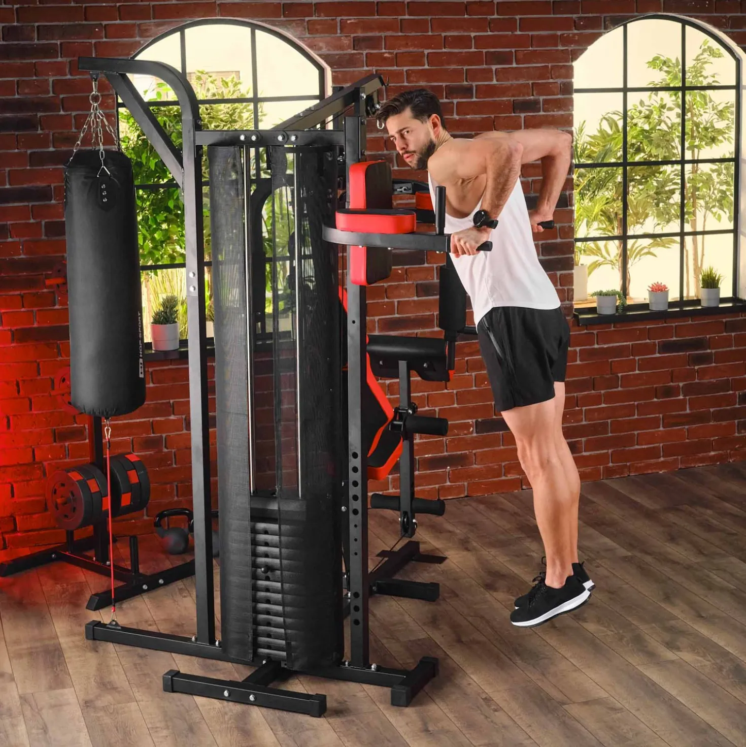 Atlas treningowy z workiem 3-stanowiskowy HS-1054K