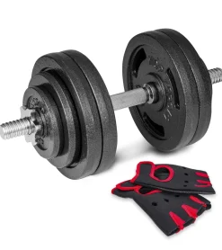 Hantla żeliwna strong Hop-Sport 1x30kg z rękawiczkami