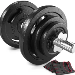 Hantla żeliwna strong Hop-Sport 1x20kg z rękawiczkami
