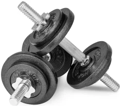 Hantle żeliwne strong Hop-Sport 2x10kg z rękawiczkami
