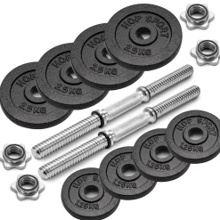 Hantle żeliwne strong Hop-Sport 2x10kg z rękawiczkami