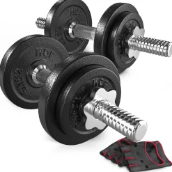 Hantle żeliwne strong Hop-Sport 2x10kg z rękawiczkami