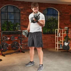 Hantle żeliwne strong Hop-Sport 2x10kg z rękawiczkami
