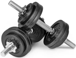 Hantle żeliwne strong Hop-Sport 2x15kg z rękawiczkami