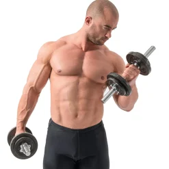 Hantle żeliwne strong Hop-Sport 2x20kg z rękawiczkami