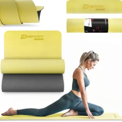 Mata fitness TPE 0,6cm żółto/szara