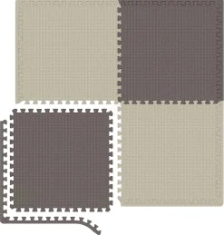 Mata puzzle EVA 1cm brązowo/beżowa - 4 sztuki