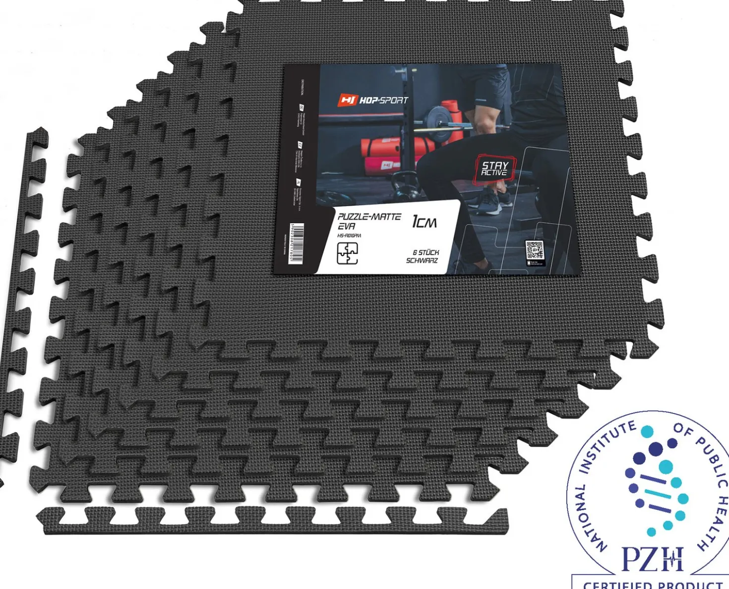 Mata puzzle EVA 1cm czarna - 6 sztuk