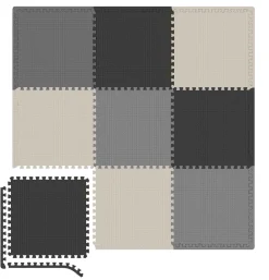 Mata puzzle EVA 1cm czarno/biało/szara - 9 sztuk
