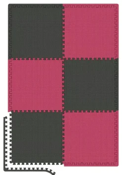 Mata puzzle EVA 1cm czarno/czerwona - 6 sztuk