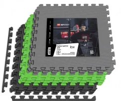 Mata puzzle EVA 1cm czarno/szaro/zielona - 9 sztuk