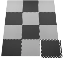 Mata puzzle EVA 2cm czarno/szara - 12 sztuk