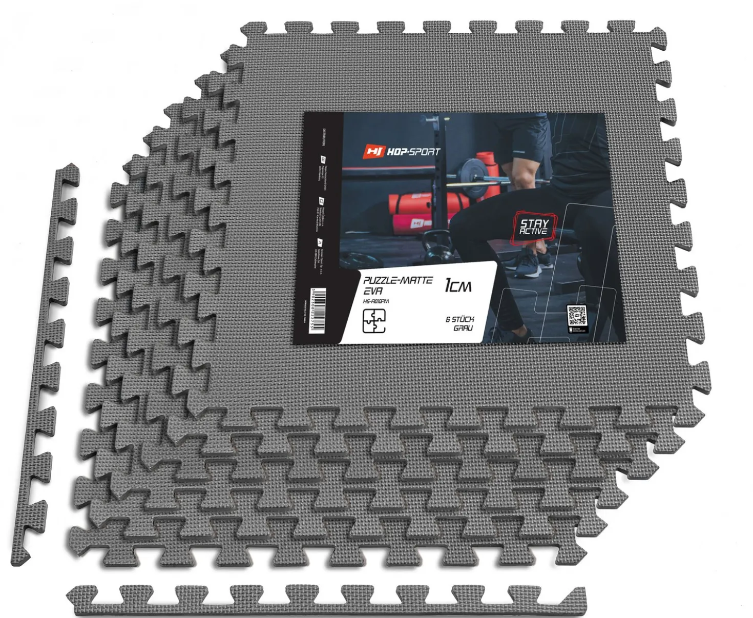 Mata puzzle EVA 1cm szara - 6 sztuk