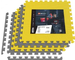 Mata puzzle EVA 1cm szaro/żółta - 4 sztuki
