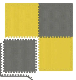 Mata puzzle EVA 1cm szaro/żółta - 4 sztuki