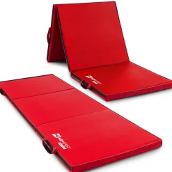 Materac gimnastyczny składany twardy z rzepami 5cm - czerwony