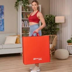 Materac gimnastyczny składany twardy z rzepami 5cm - czerwony