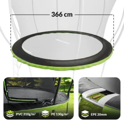 Osłona sprężyn trampoliny 366 cm / 12ft HS-TSC012DZ Czarna/Zielona