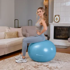 Piłka fitness 65cm z pompką - niebieska