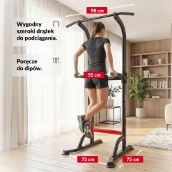 Poręcze treningowe HS-1012K z drążkiem