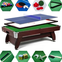 Stół bilardowy spływowy Vip Extra 8 FT wiśnia zielony z nakładką ping-pong cymbergaj
