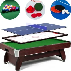 Stół Bilardowy spływowy Vip Extra 7 FT wiśnia zielony z nakładką ping-pong cymbergaj