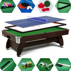 Stół bilardowy spływowy Vip Extra 8 FT brąz zielony z nakładką ping-pong cymbergaj