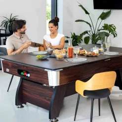 Stół bilardowy spływowy Vip Extra 8 FT brąz zielony z nakładką ping-pong blat