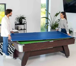 Stół bilardowy spływowy Vip Extra 8 FT brąz zielony z nakładką ping-pong blat