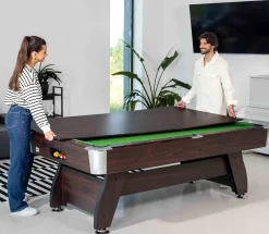 Stół bilardowy spływowy Vip Extra 8 FT brąz zielony z nakładką ping-pong blat