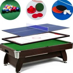 Stół bilardowy spływowy Vip Extra 7 FT brąz zielony z nakładką ping-pong cymberaj