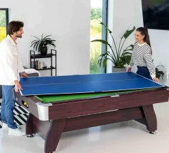 Stół bilardowy spływowy Vip Extra 9 FT wiśnia zielony z nakładką ping-pong blat
