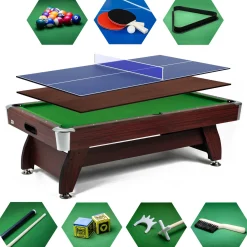 Stół bilardowy spływowy Vip Extra 9 FT wiśnia zielony z nakładką ping-pong blat