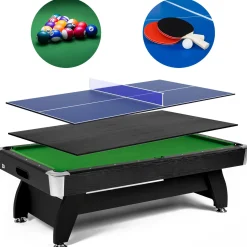Stół bilardowy spływowy Vip Extra 7 FT czarno zielony z nakładką ping-pong blat