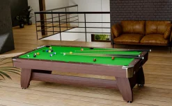 Stół bilardowy spływowy Vip Extra 9 FT brąz zielony z nakładką ping-pong blat