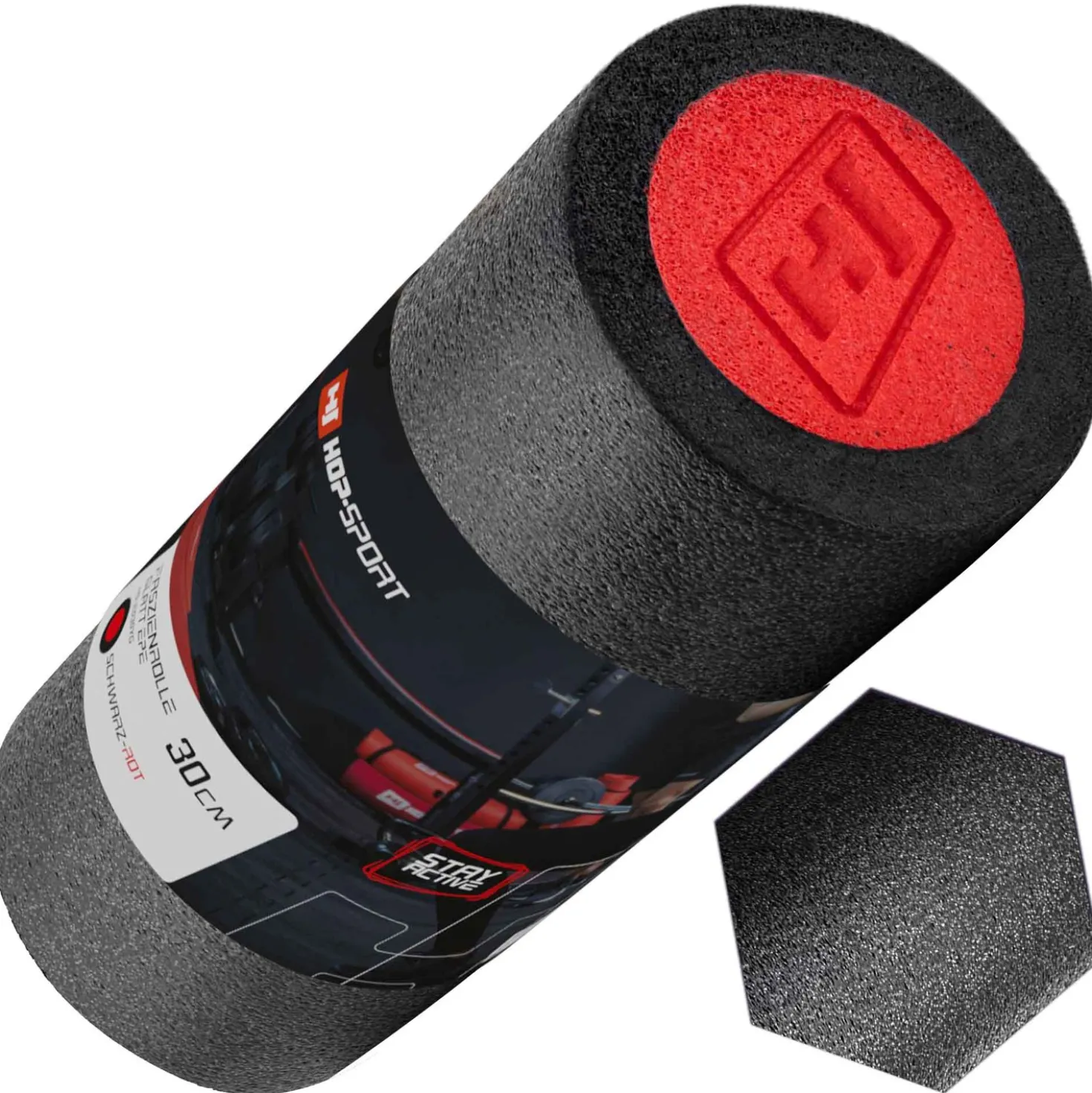 Wałek roller do masażu EPE 30cm czarno-czerwony