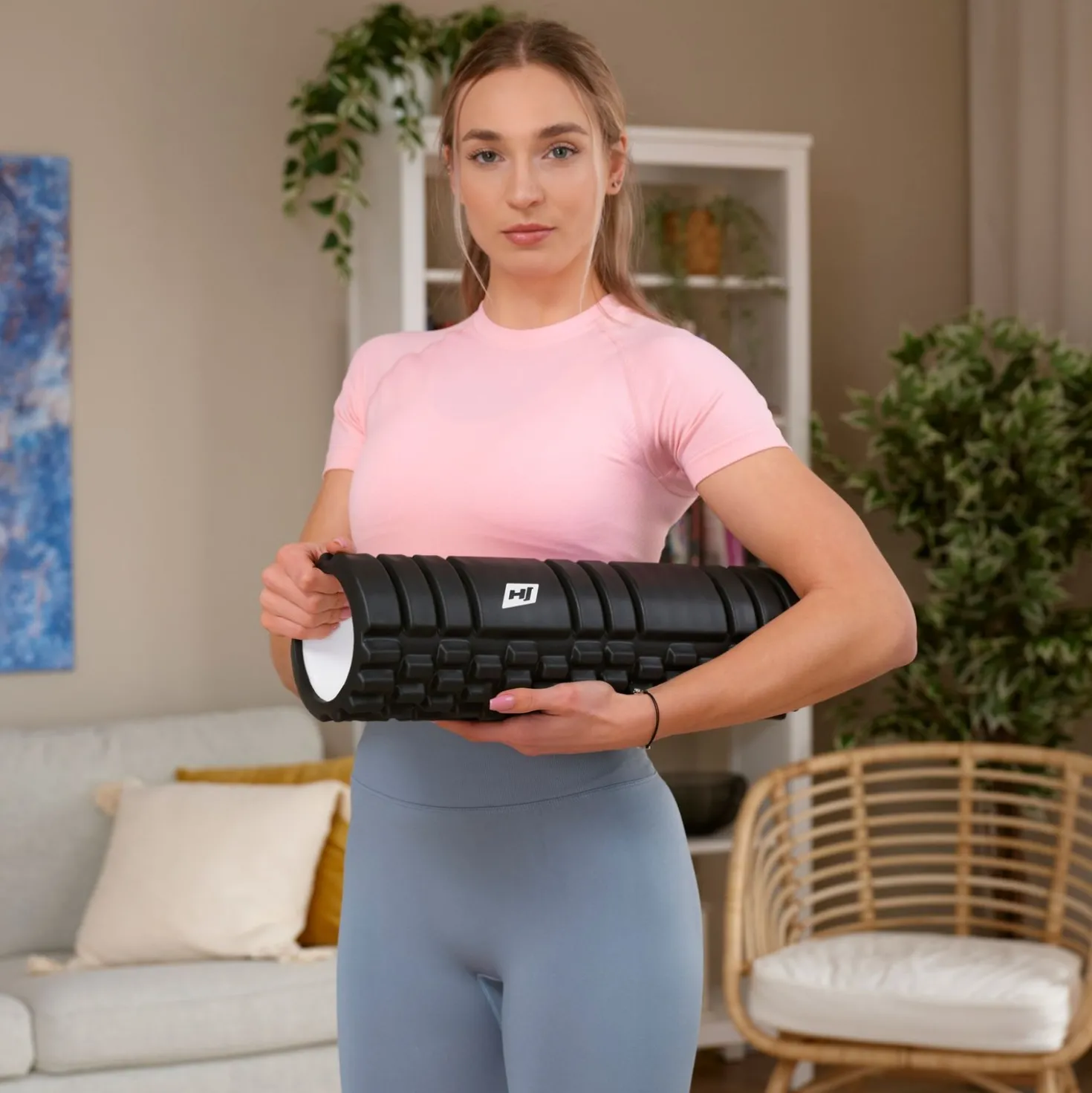 Wałek roller do masażu EVA 45cm czarny