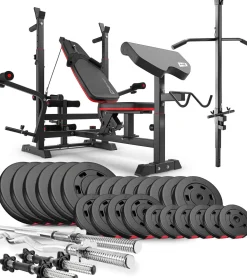Zestaw kulturystyczny Premium 135kg z ławką hs-1075