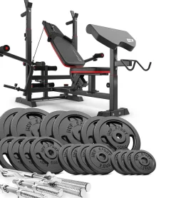 Zestaw kulturystyczny Strong 146kg z ławką HS-1075