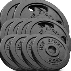 Zestaw obciążeń żeliwnych 50kg (2x10, 4x5, 4x2,5)